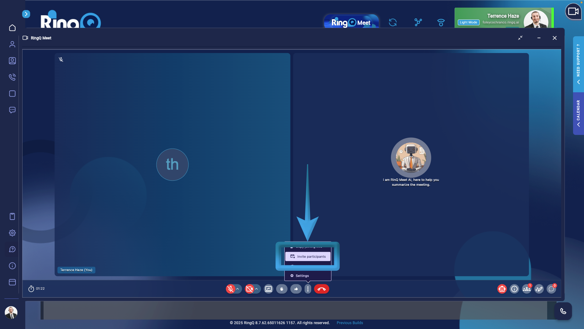 Invite participants to your RingQ Meet online meeting.